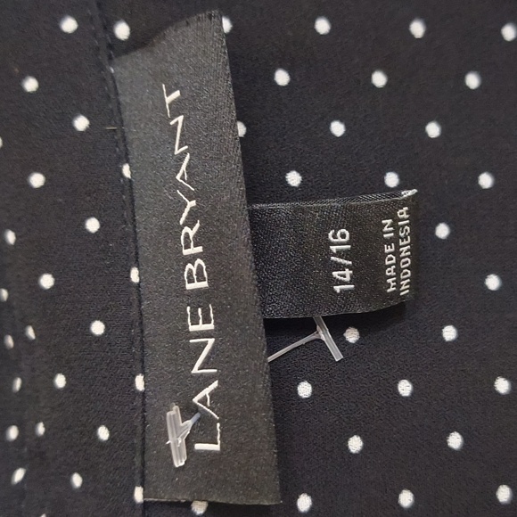Lane Bryant Black and White Polka Dot Blouse Quiet Luxury Glam Plus Size Office - Picture 2 of 15